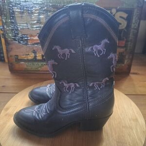 Smoky Mountain Cowboy Boots, Kids Size 11, Navy Faux Leather, Embroidered Horses